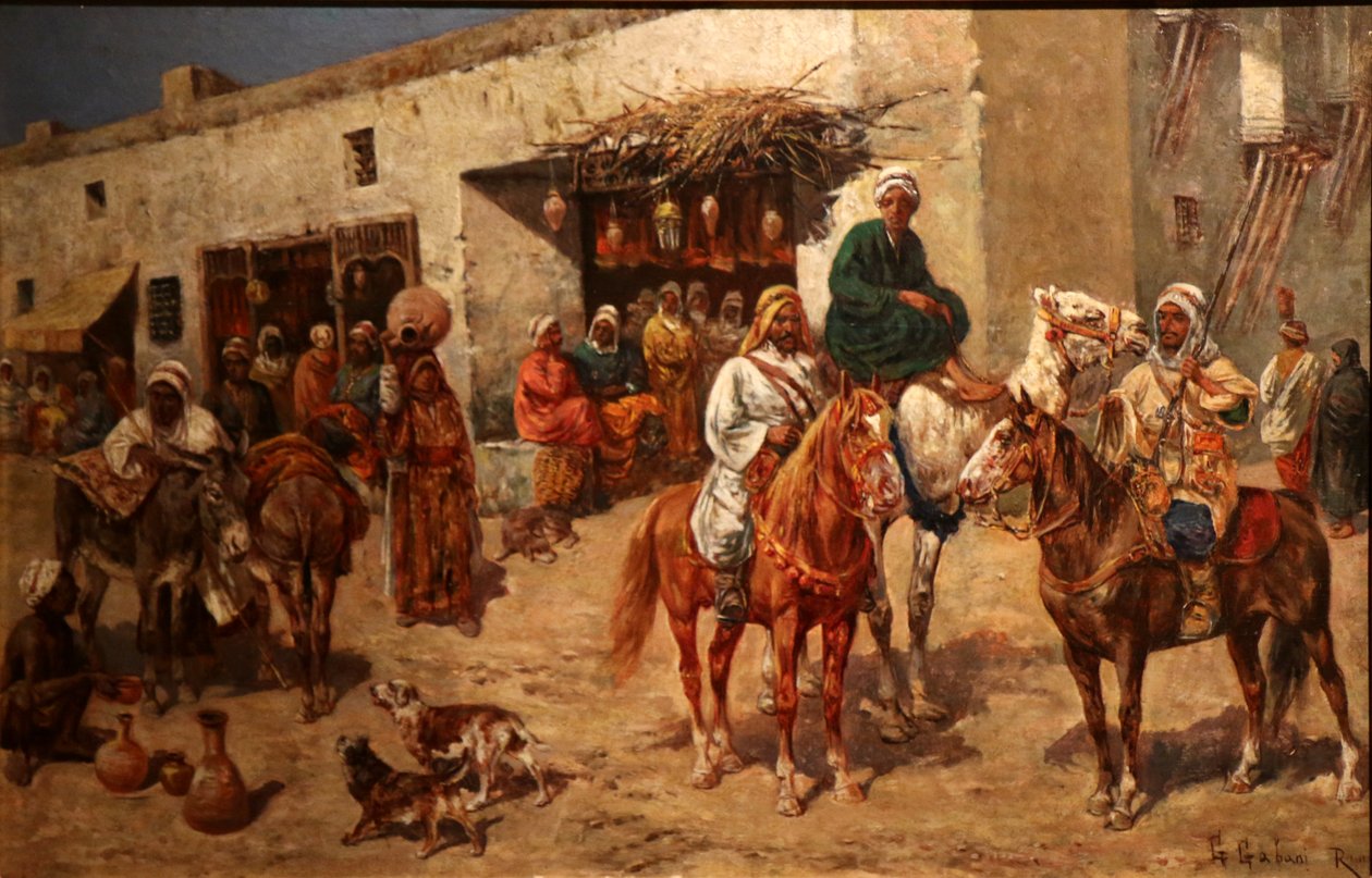 Ryttere foran en genbrugsbutik. af Giuseppe Gabani