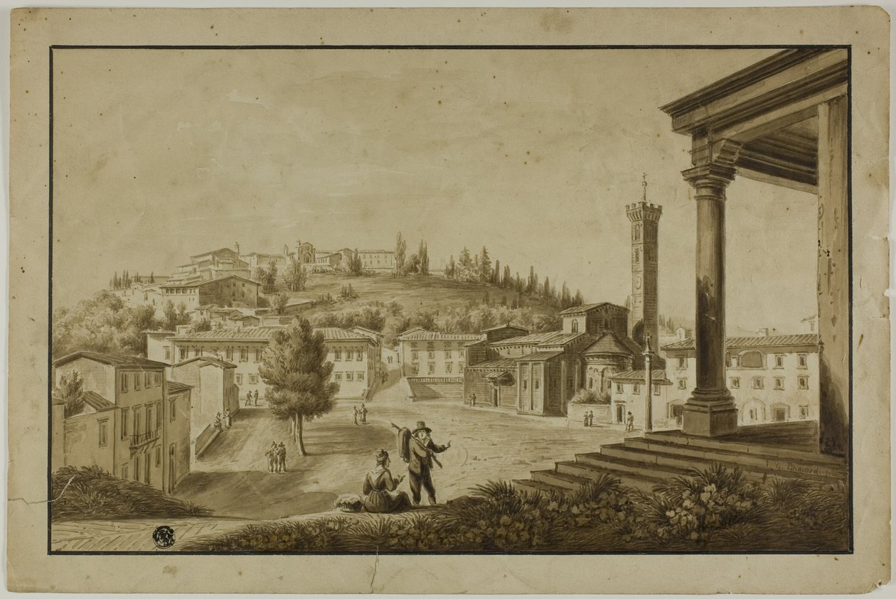 Udsigt over Piazza i Fiesole af Giuseppe Gherardi