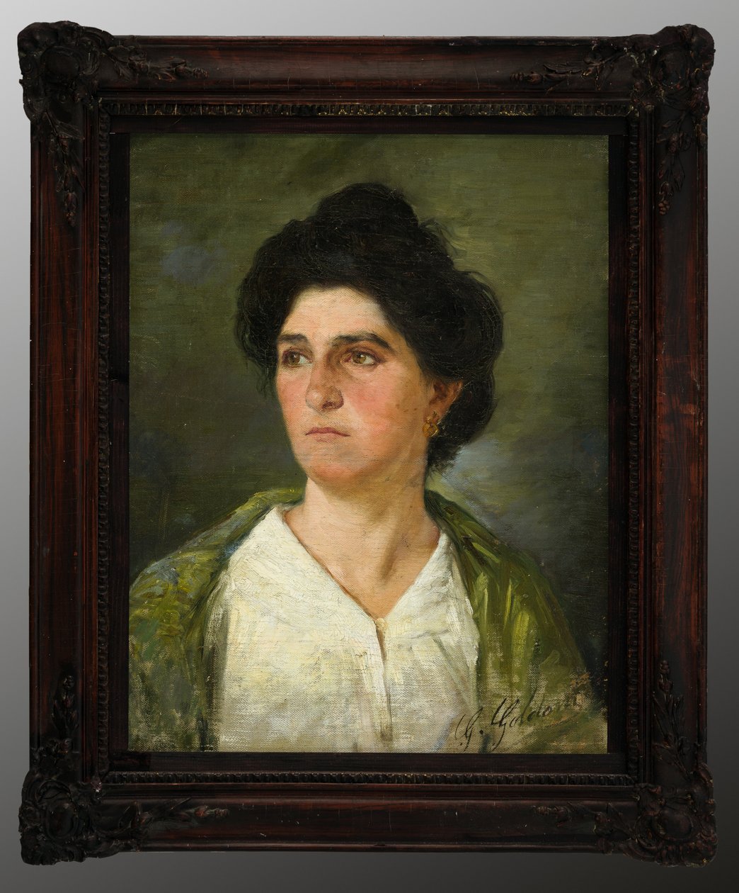Portræt af en ung adelig kvinde (oliemaleri på lærred) af Giuseppe Goldoni