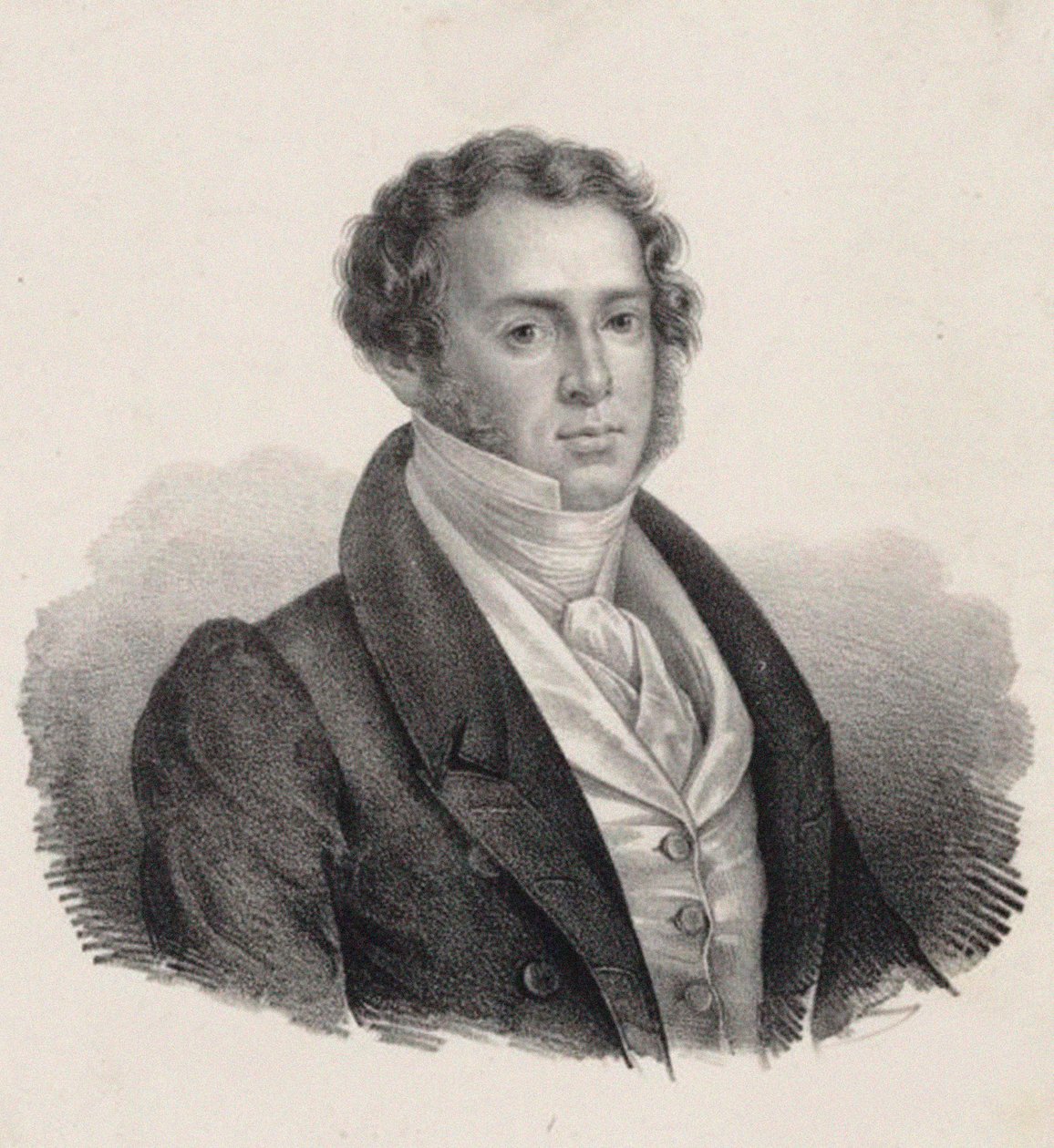 Portræt af komponisten Saverio Mercadante 1795-1870. af Giuseppe Gozzini