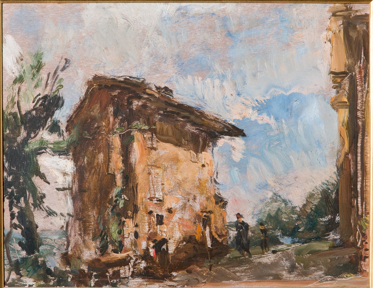 Et bondehus (olie på krydsfiner) af Giuseppe Graziosi