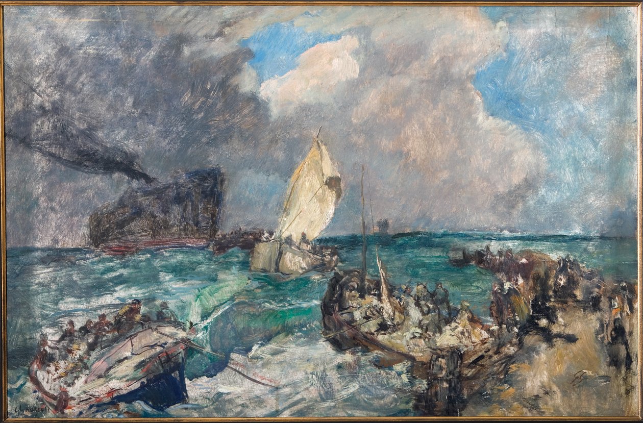 Landgang af den serbiske hær (olie på krydsfiner) af Giuseppe Graziosi