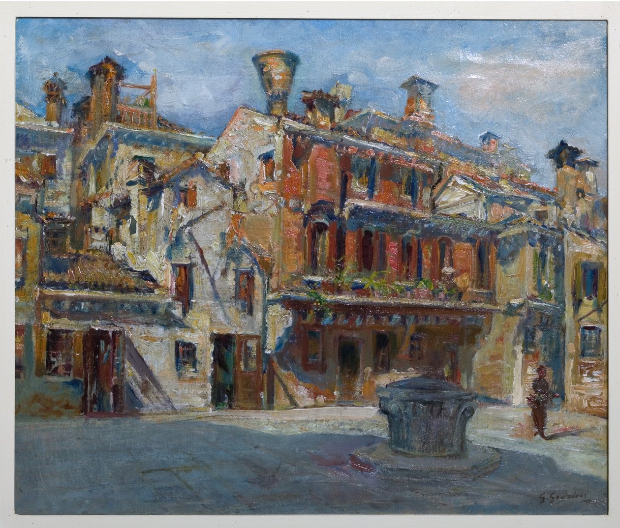 Teaterpladsen, Venedig (olie på lærred) af Giuseppe Graziosi