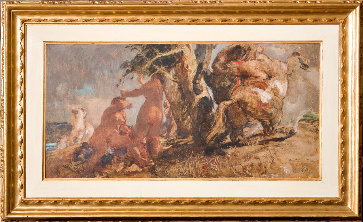 De badende og en kentaur (olie på krydsfiner) af Giuseppe Graziosi