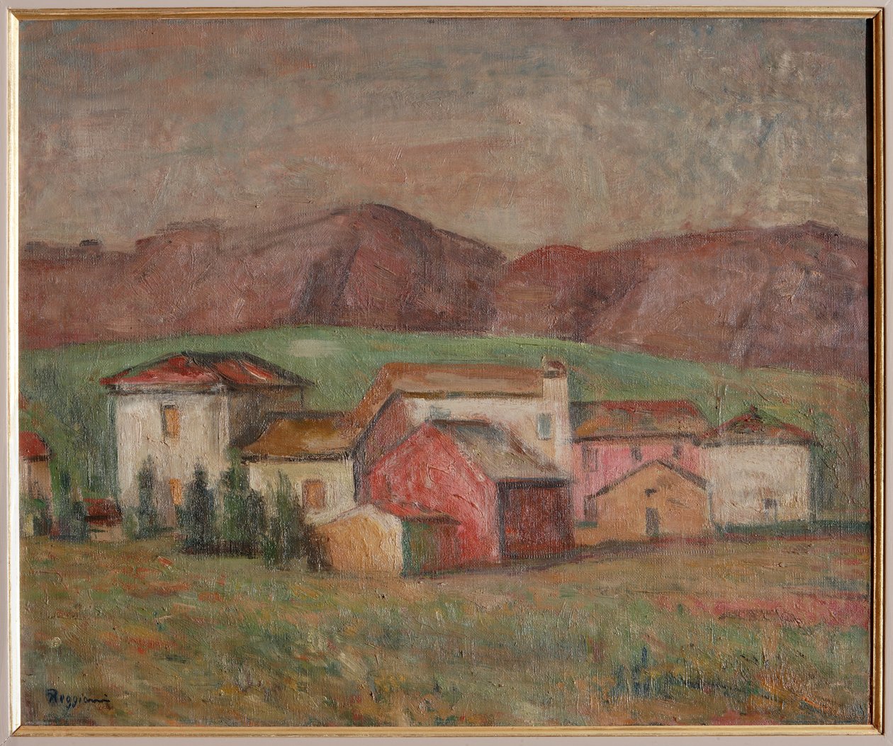 Landsby ved foden af bjergene (olie på lærred) af Giuseppe Graziosi