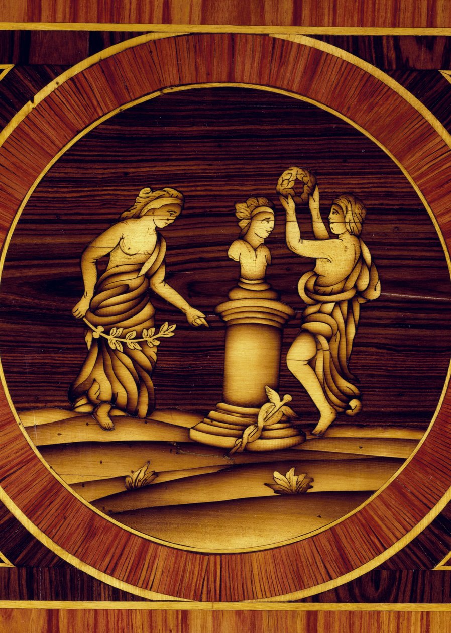 Forsoningsritual hos Herm of Mercury, detalje fra kommode i valnød, ahorn, buksbom, oliven, rose og palisander, af Giuseppe Maggiolini (1738-1814), Italien af Giuseppe Maggiolini
