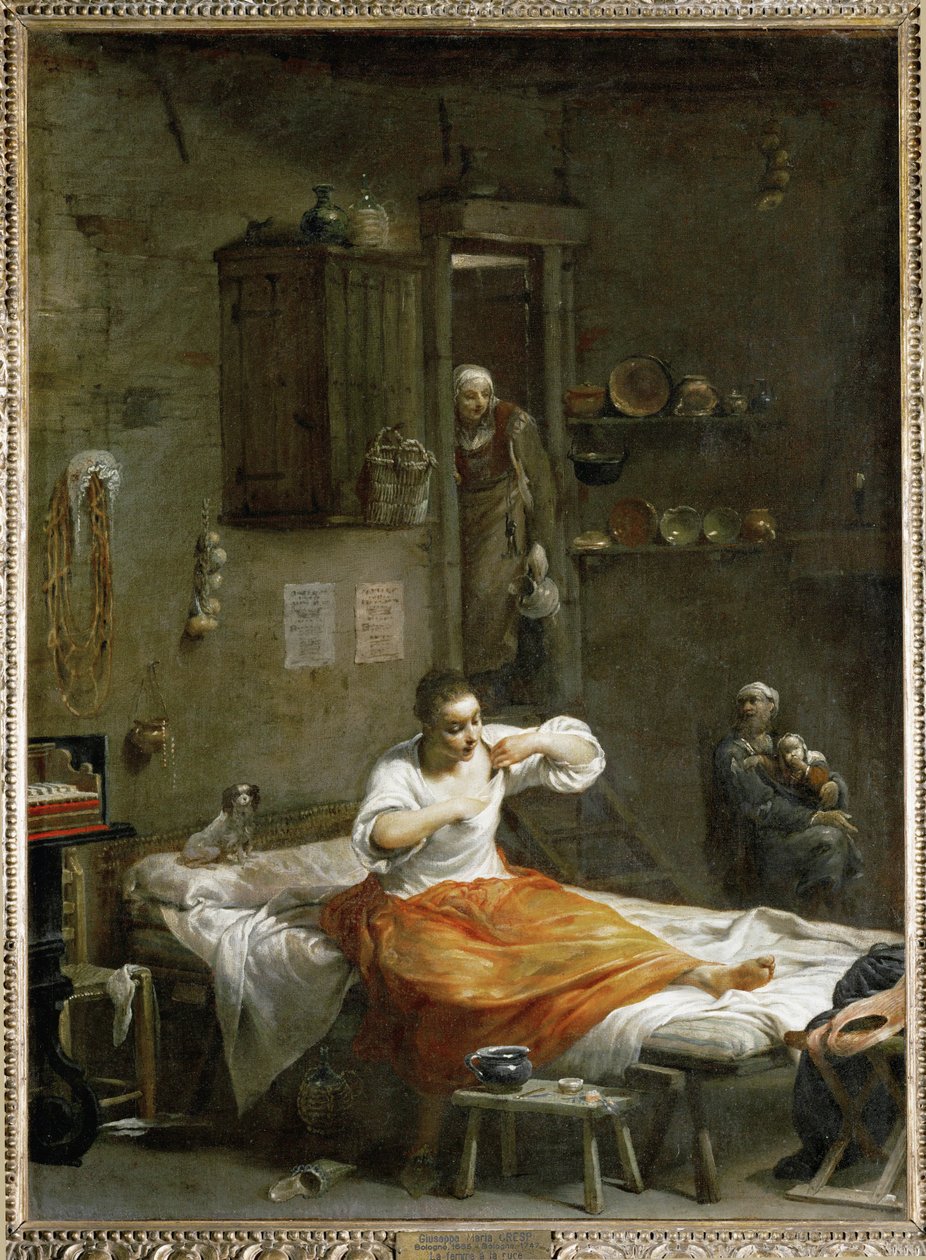 La femme a la puce - På jagt efter lopper ... af Giuseppe Maria (1665 1747) Crespi