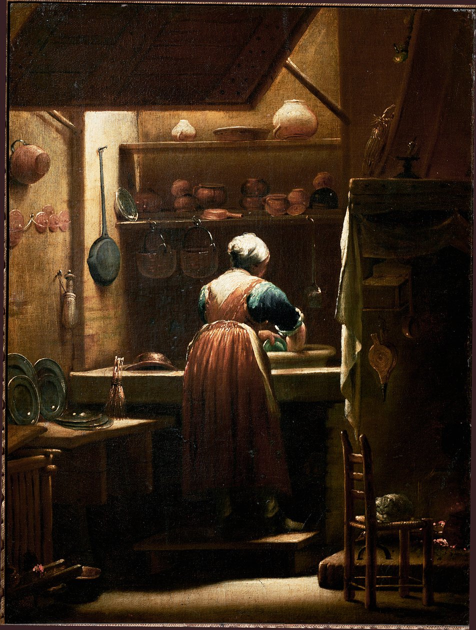 Køkkenpige-maleriet af Giuseppe Maria Crespi sagde lo Spagnolo (spansk) (1665-1747) 1722 ca. Søn. 57x43 cm Firenze, Uffizi Gallery (Uffizi) af Giuseppe Maria Crespi