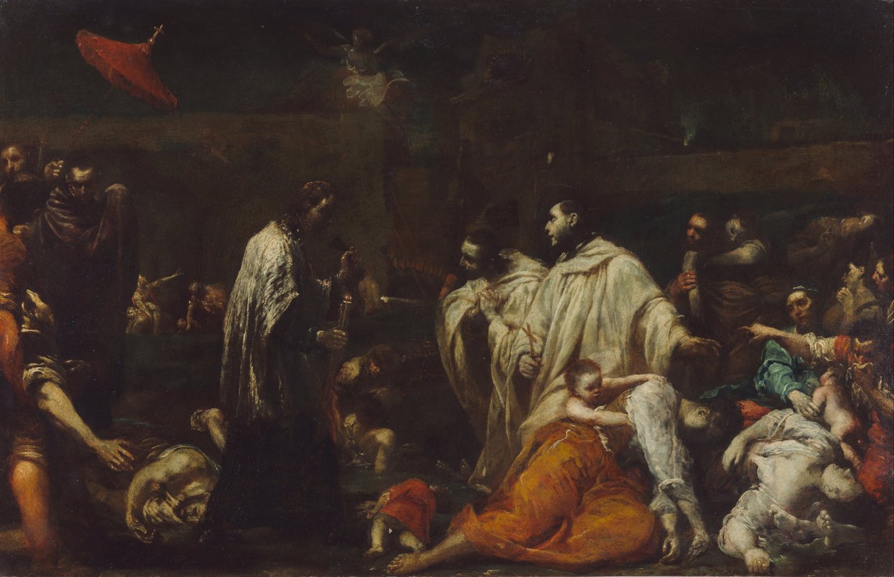 Bernard Tolomei og pesten i Siena af Giuseppe Maria Crespi