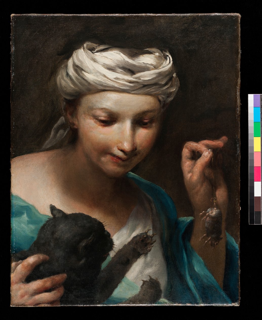 Pige med en kat, før 1747 af Giuseppe Maria Crespi