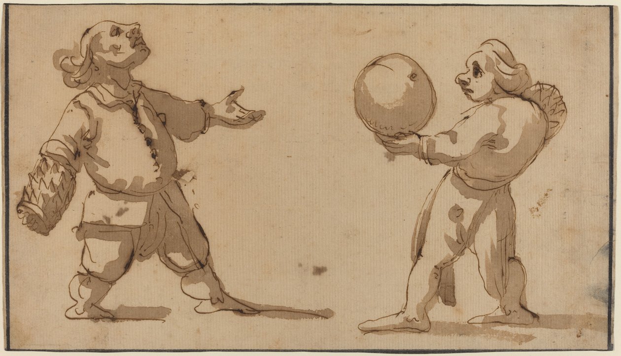 En karikatur med boldspillere af Giuseppe Maria Mitelli