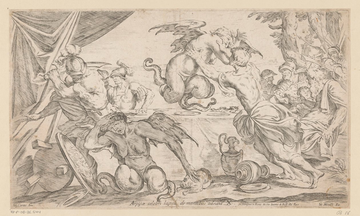 Aeneas og hans ledsagere kæmper mod harpierne Arpijae celebri lapsu de montibus adsunt (titel på objekt) Wanderings of Aeneas (serietitel) L