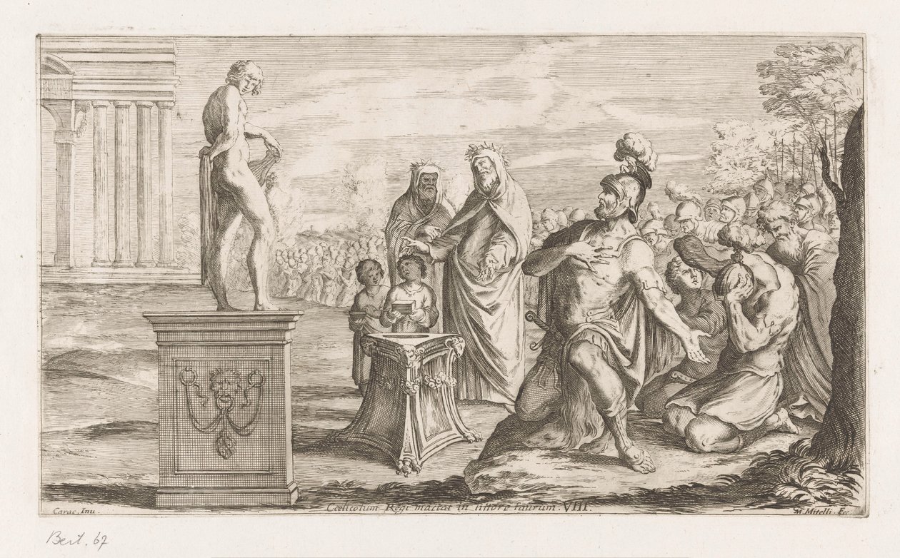 Aeneas tilbyder Apollo Kong Coelicolus dræber en tyr på stranden (titel på objekt) Omzwervingen van Aeneas (serietitel) L