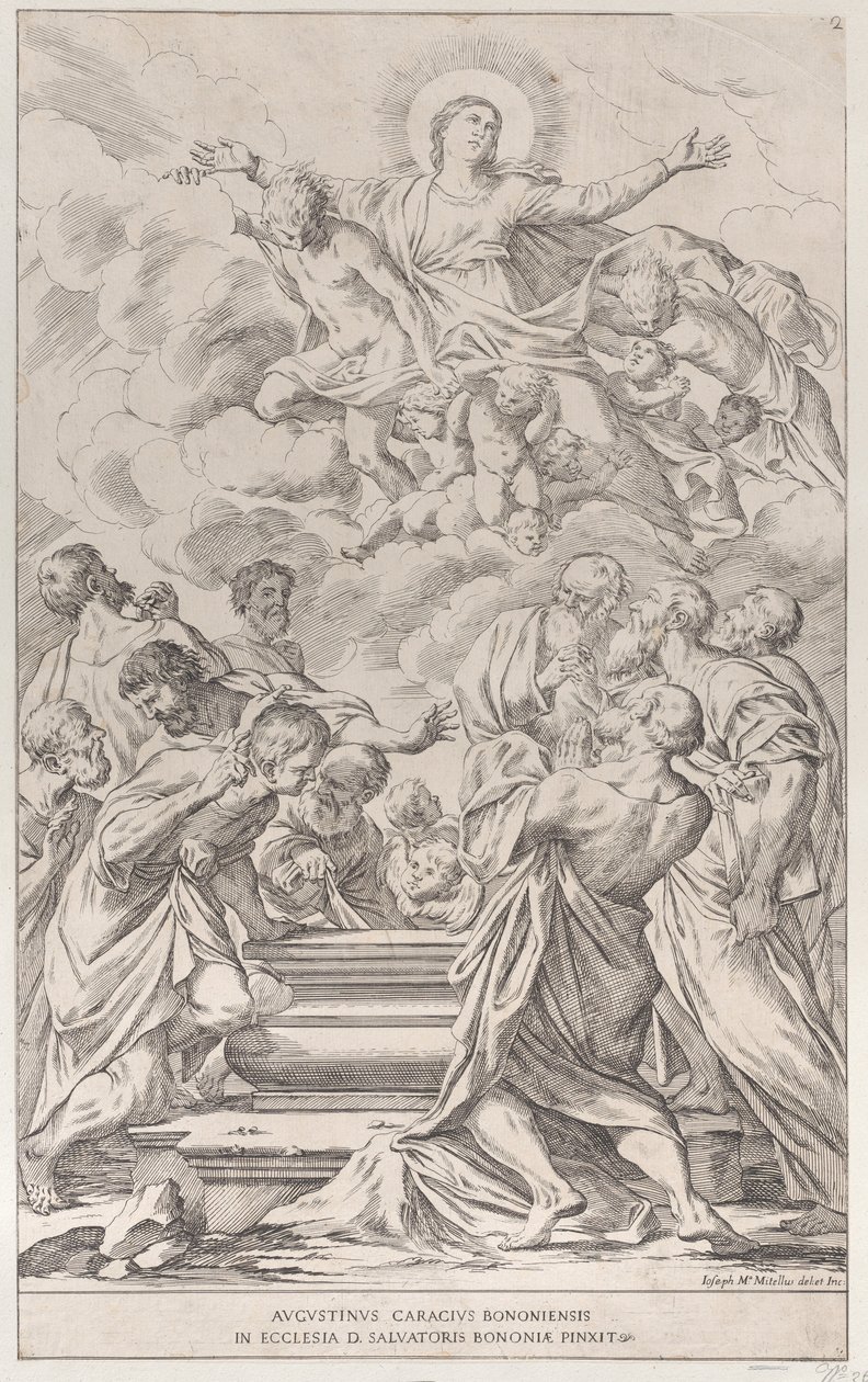Plade 2: Jomfruens antagelse, 1678. af Giuseppe Maria Mitelli
