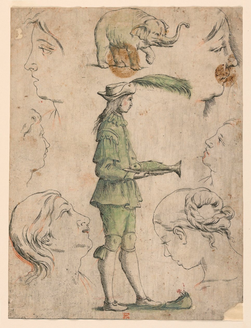 Proofs for fire plader af "Alfabeto in Sogno" [Drømmealfabet]: Bogstav E af Giuseppe Maria Mitelli