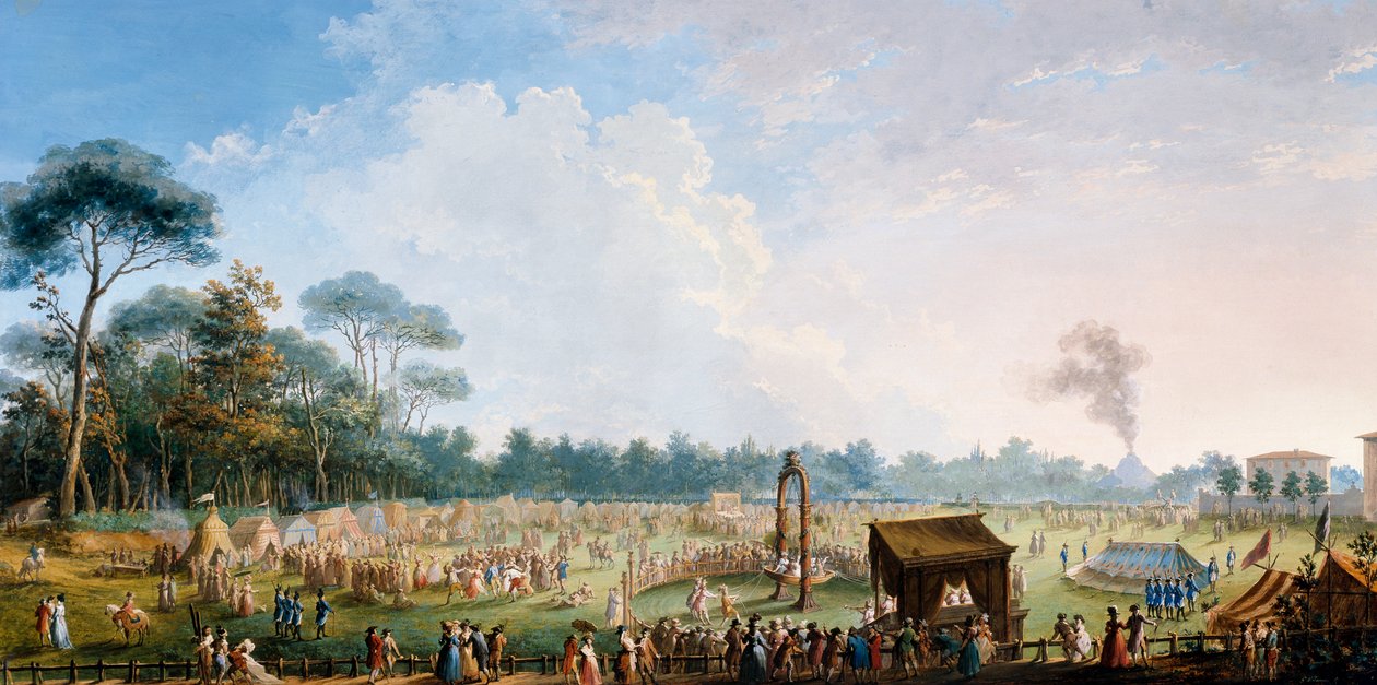 Fejring på Cascine til ære for Ferdinand III, spil på engen af den store eg af Giuseppe Maria Terreni