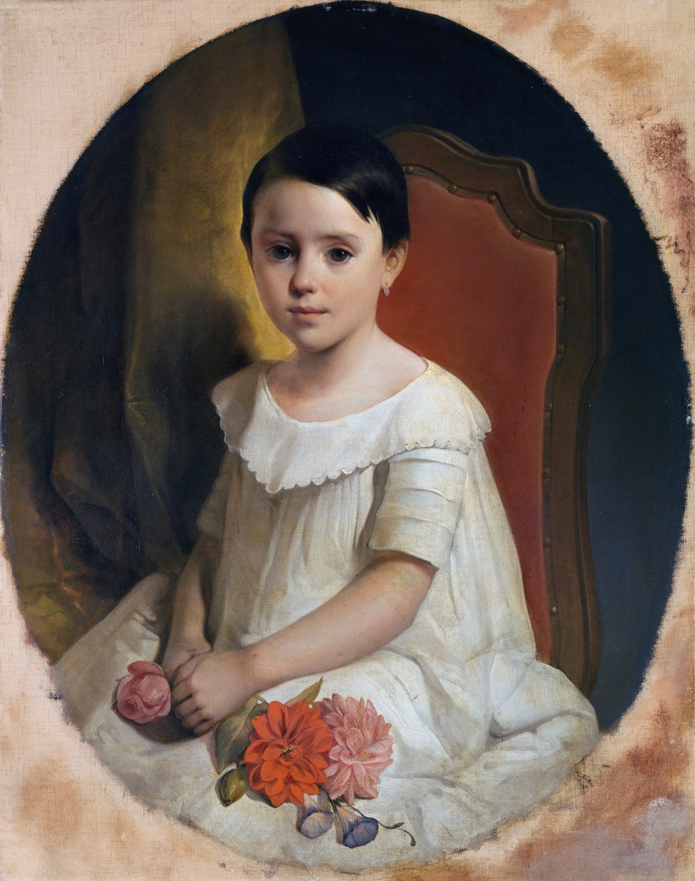 Lille pige med blomster af Giuseppe Mazza