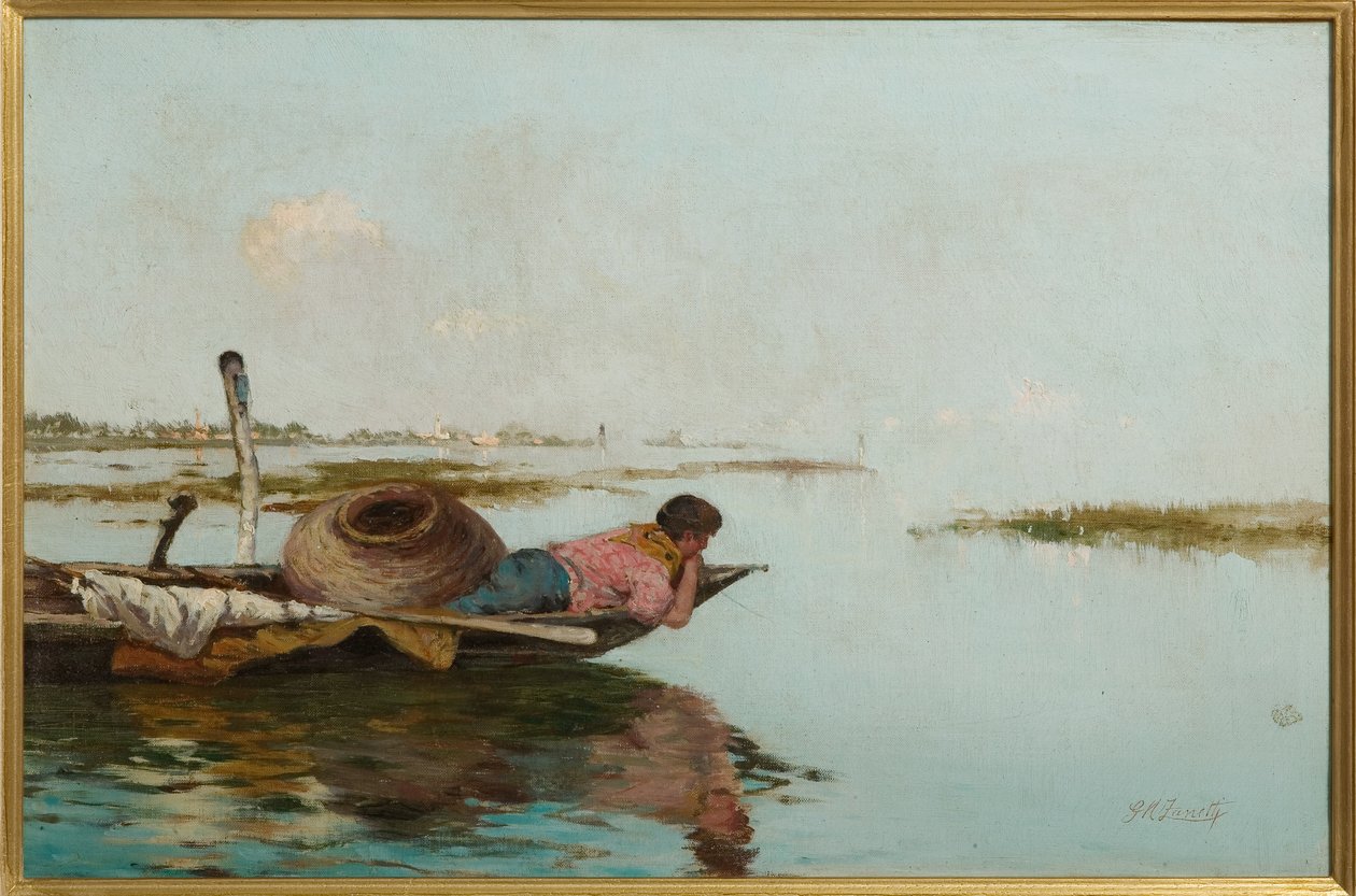 Ro, venetiansk lagune (olie på lærred) af Giuseppe Miti Zanetti