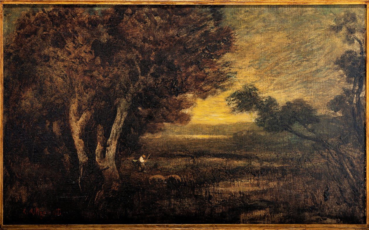 Landskab med figur (olie på lærred) af Giuseppe Miti Zanetti