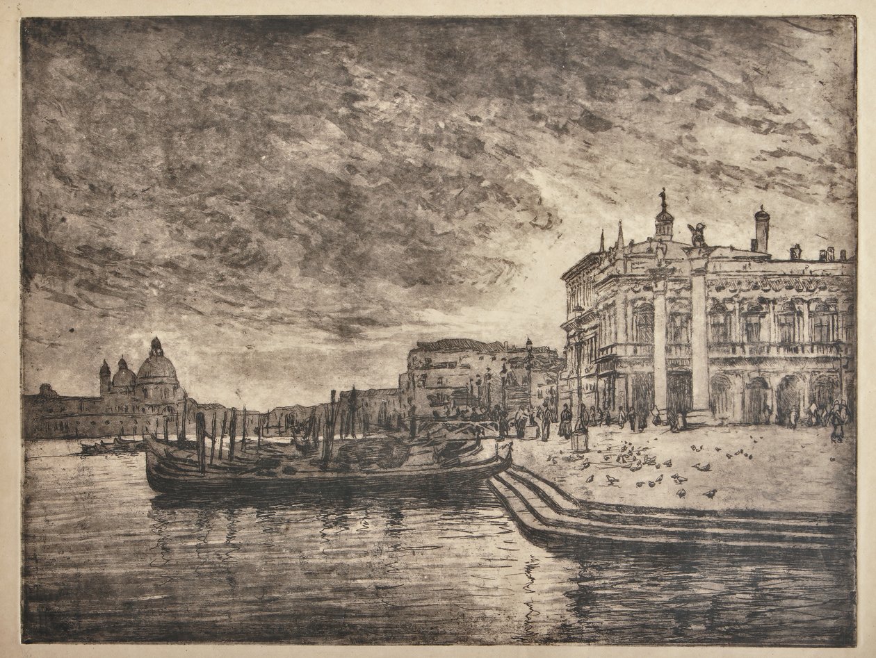 Det kongelige palads og salutbasilikaen (radering og akvatinte på hvidt papir) af Giuseppe Miti Zanetti