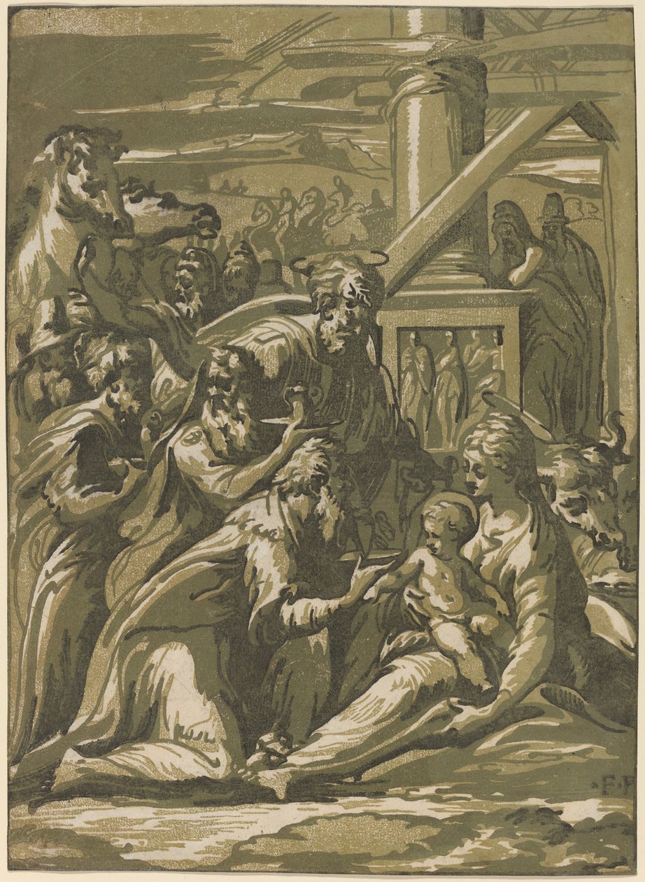 Magiernes tilbedelse af Giuseppe Nicolo Vicentino, after Parmigianino