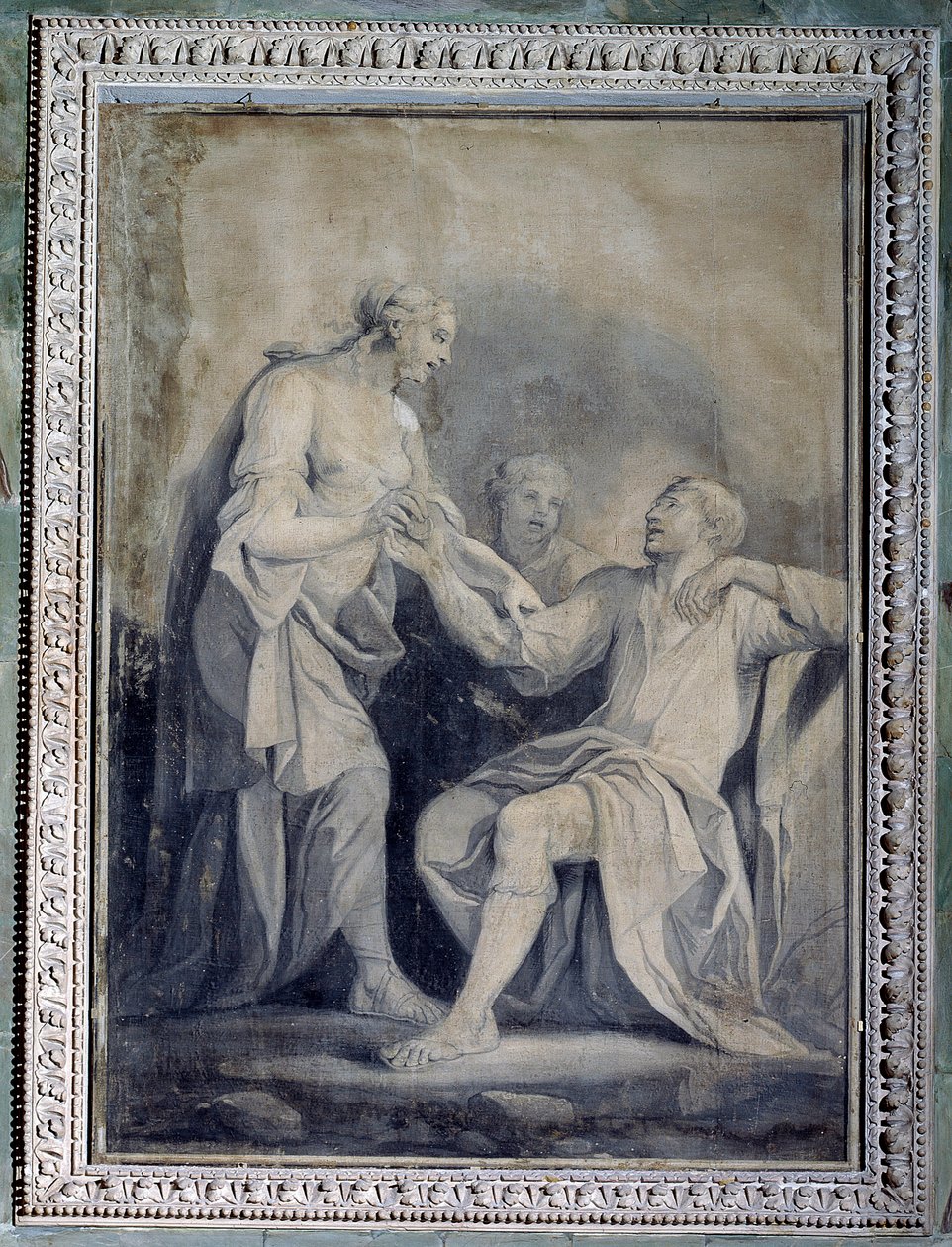 Menneskeheden hjælper ulykken (monokrom tegning af Giuseppe Paganelli