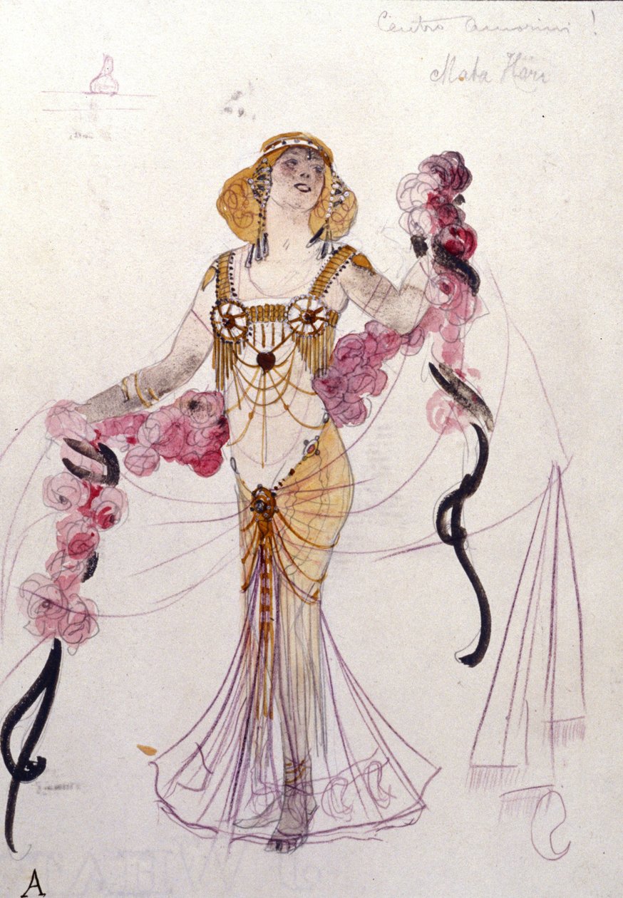 Mata Hari kostume designet af Giuseppe Palanti (1881-1946) i 1912 til bolden "" Bacchus (Bacchus) og Gambrinus ". Scala teatermuseum i Milano. af Giuseppe Palanti