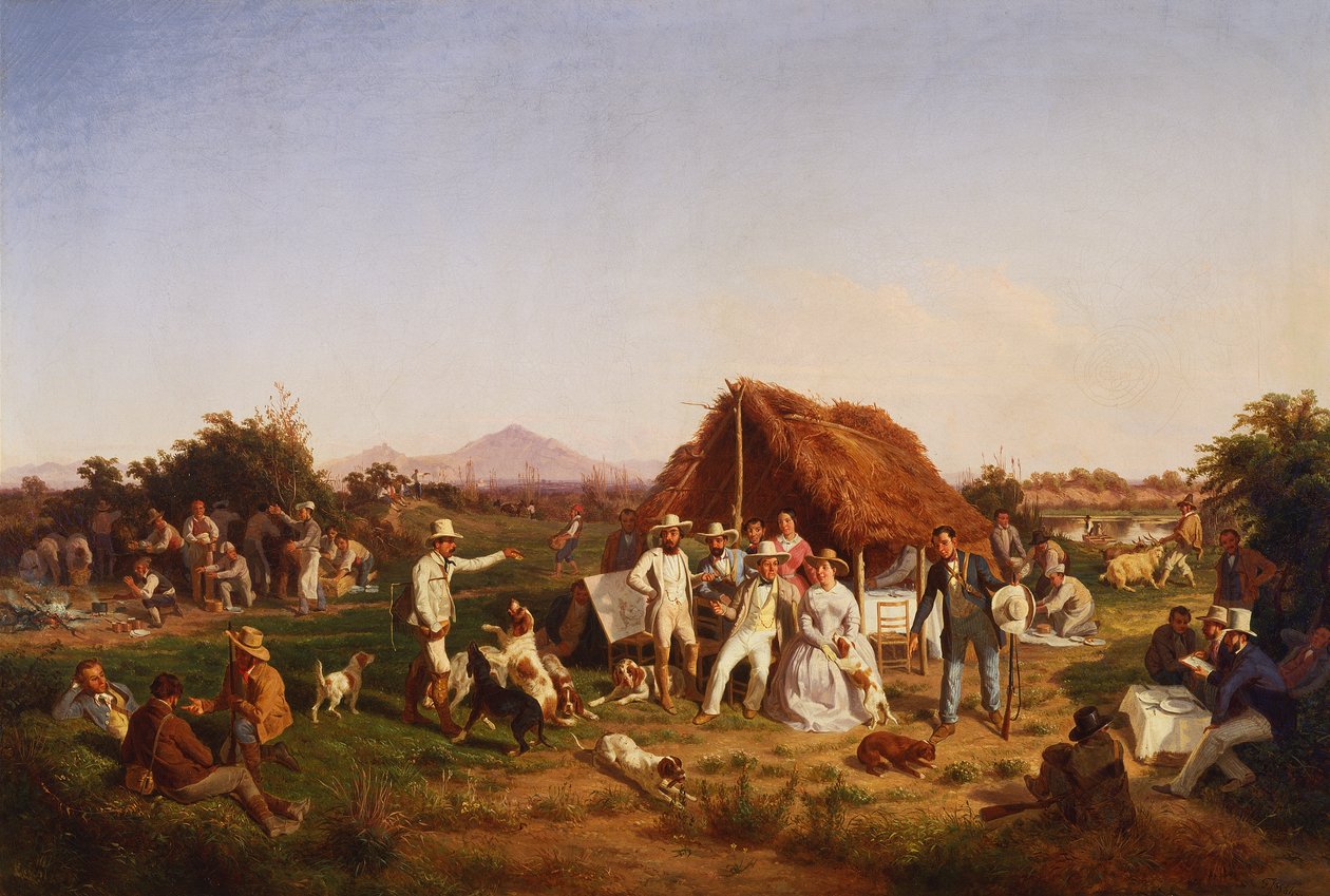 Jagtfest med den kongelige familie i Napoli (maleri) af Giuseppe Palizzi