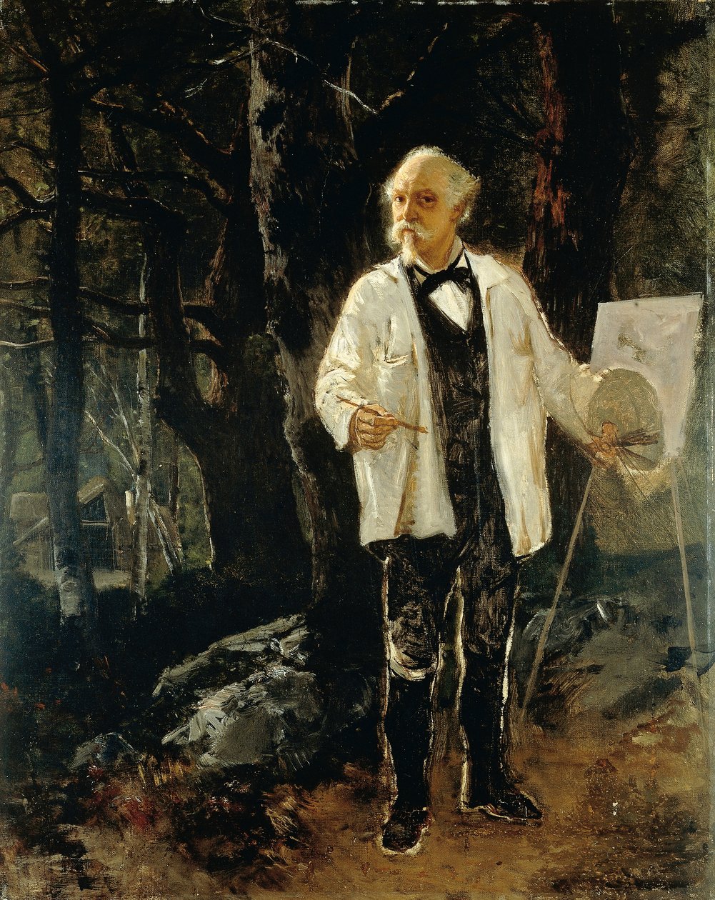 Selvportræt i Forest of Fontainebleau (olie på lærred) af Giuseppe Palizzi