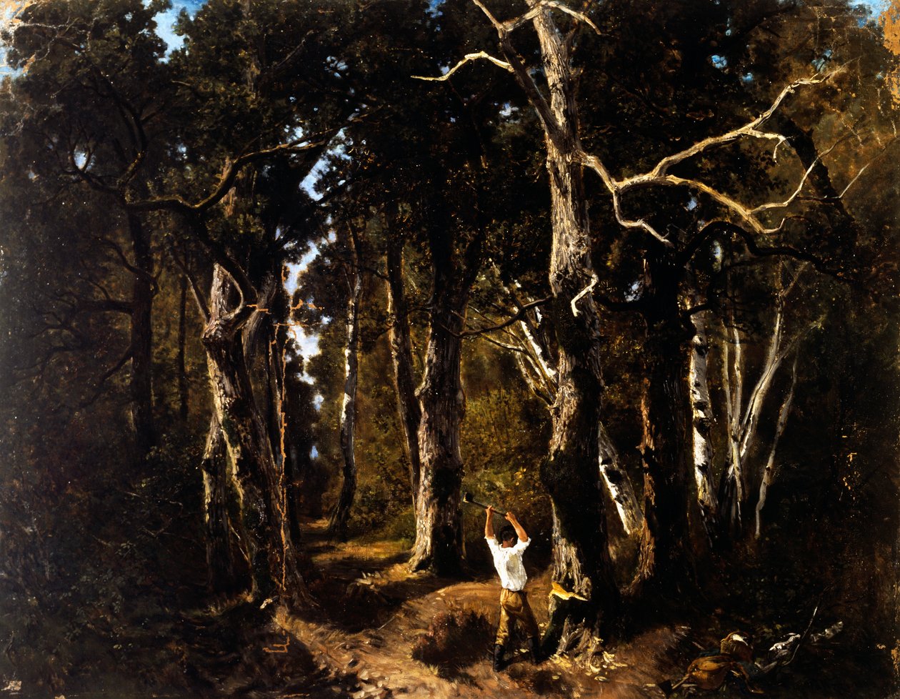 Skovhuggeren i Fontainebleau (olie på lærred) af Giuseppe Palizzi