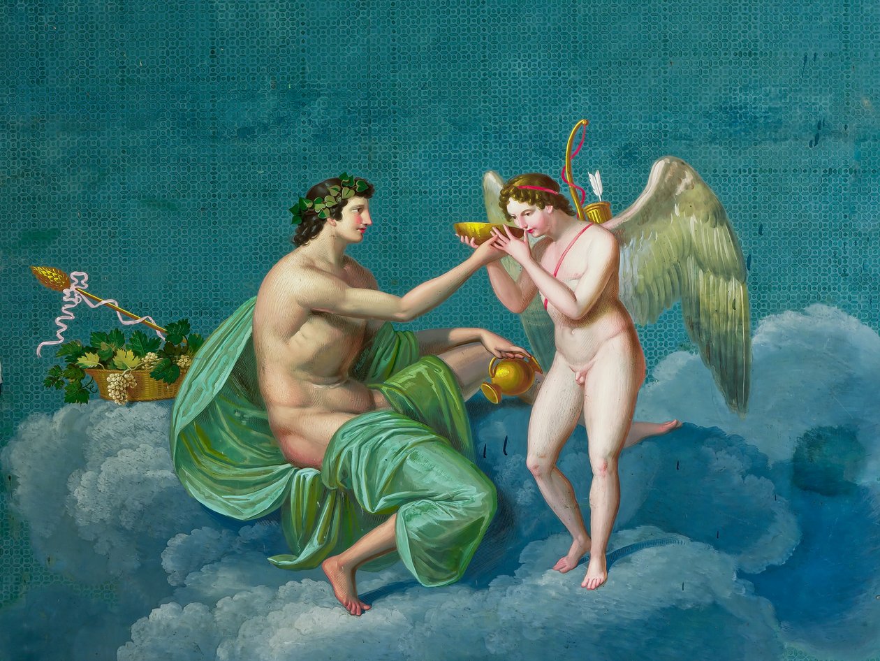 Bacchus og Amor, ca. 1830 (fresko) af Giuseppe Patania