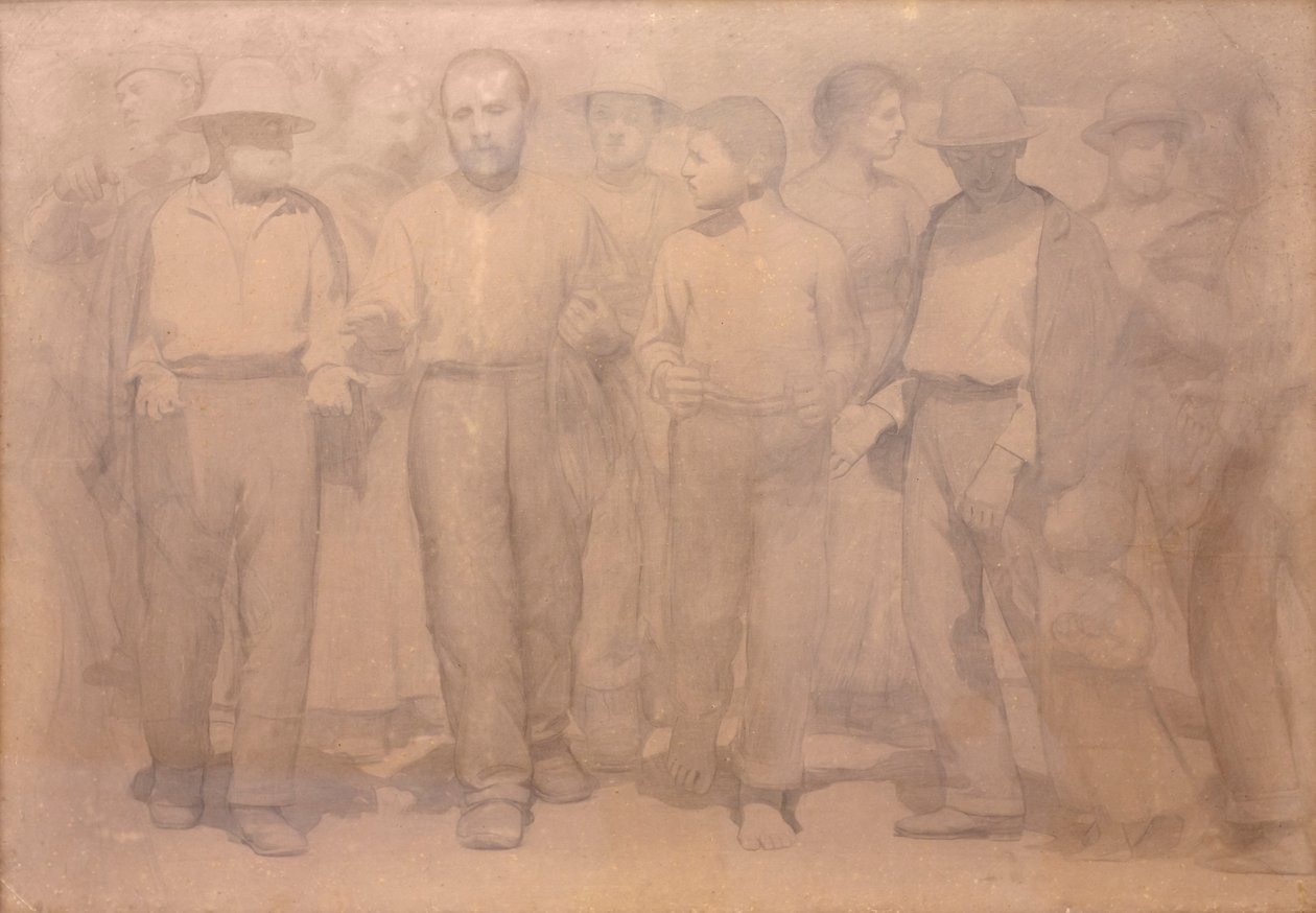 Tegnefilm for den fjerde stat af Giuseppe Pellizza da Volpedo
