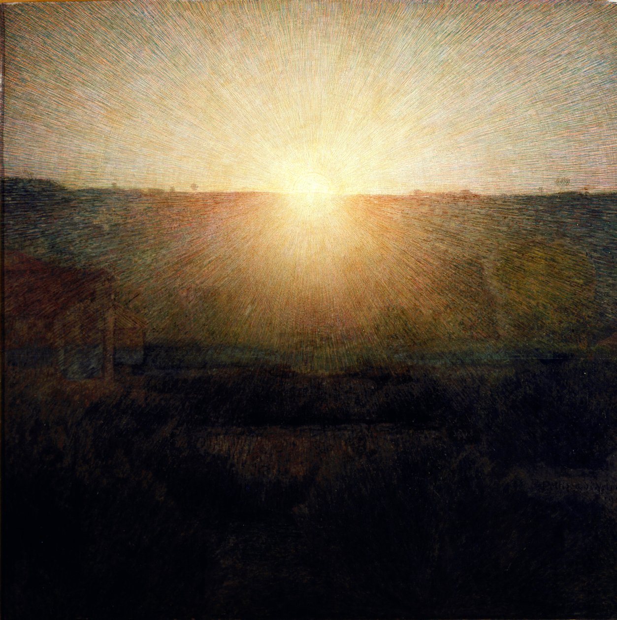 The Rising Sun-maleri af Giuseppe Pellizza da Volpedo (1868-1907) 1904 Dim.155x155 cm Rom Galleri for Moderne Kunst af Giuseppe Pellizza da Volpedo