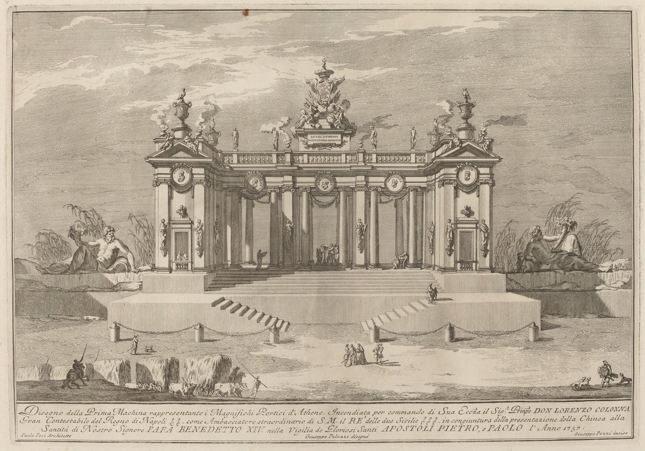 School of Athens Arcades, til "Chinea"-festivalen af Giuseppe Pozzi after Giuseppe Palazzi