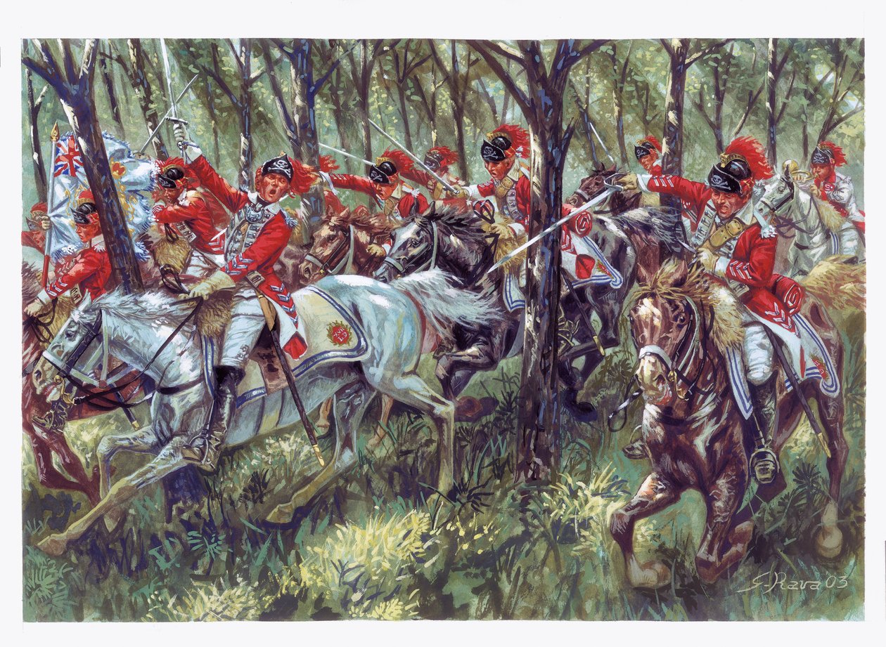 Den amerikanske uafhængighedskrig (1775-1783): de amerikanske nybyggeres angreb - Den amerikanske uafhængighedskrig - Illustration af Giuseppe Rava af Giuseppe Rava