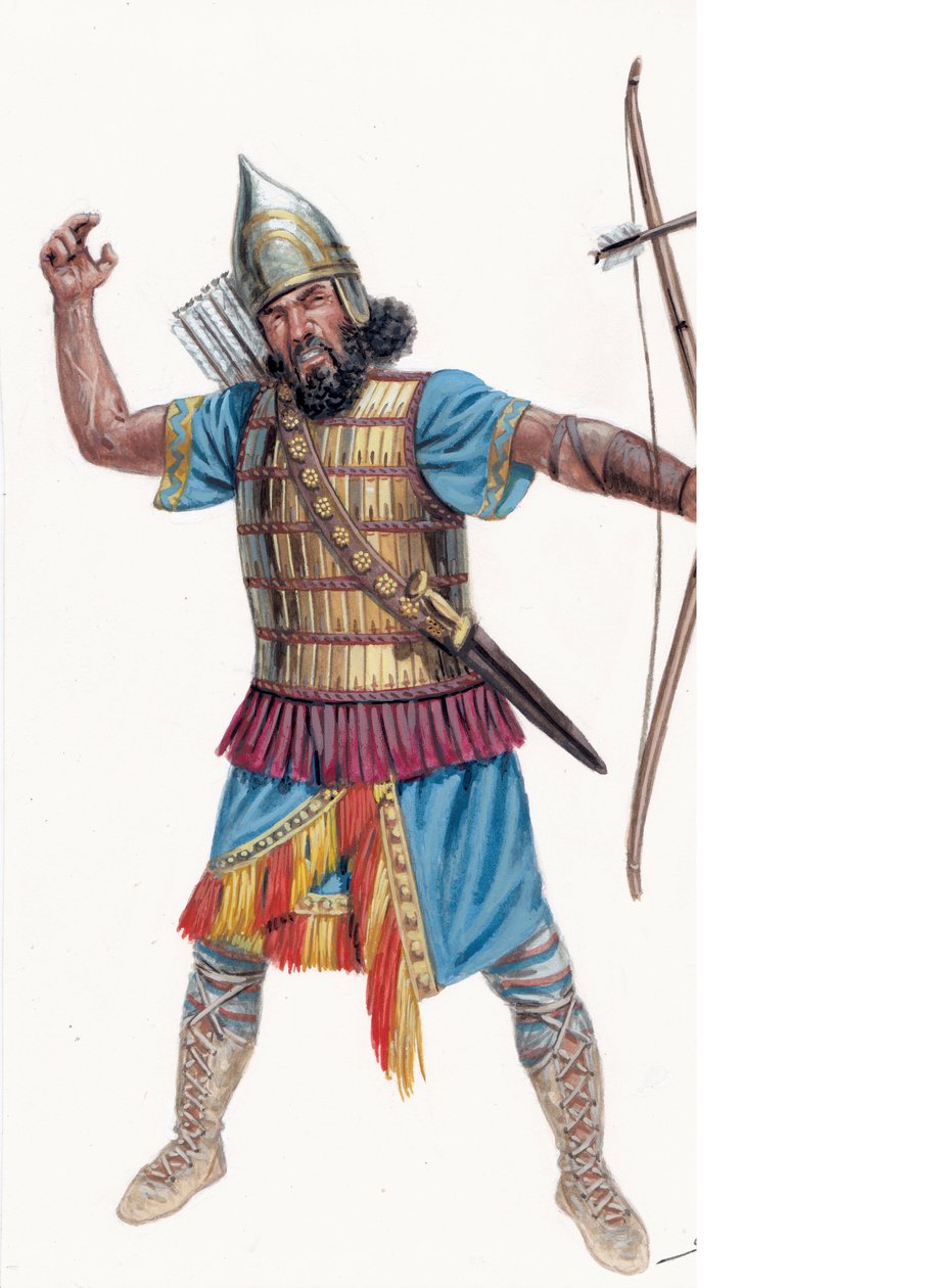 Antiquite: Assyriens tunge bueskytte - Assyrisk tung bueskytte - Illustration af Giuseppe Rava af Giuseppe Rava