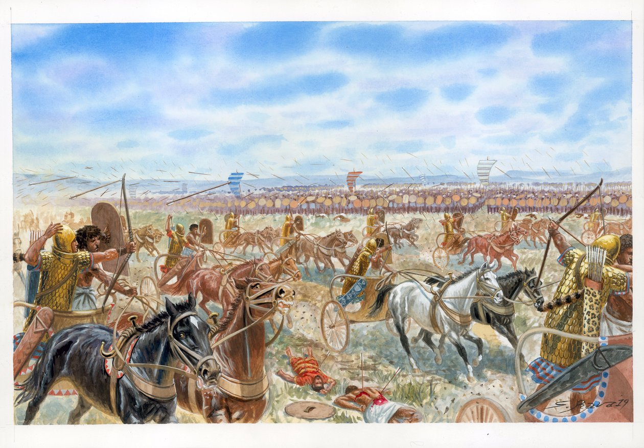 Slaget ved Megiddo mellem egyptere og syrokanere af Giuseppe Rava