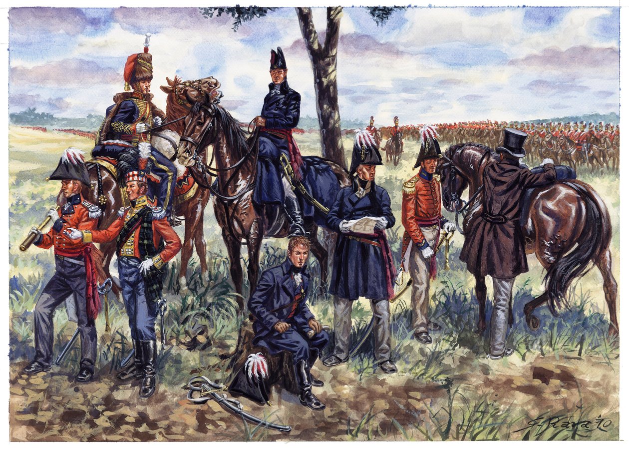 Det første imperium: Hertugen af Wellingtons stab i slaget ved Waterloo den 18. juni 1815 - Illustration af Giuseppe Rava af Giuseppe Rava