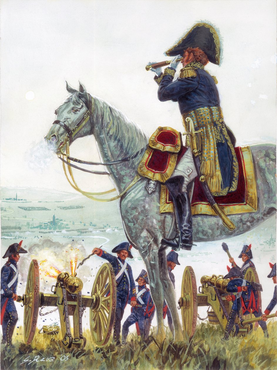 Det første imperium: "General Michel Marie Claparede i slaget ved Austerlitz i 1805" Det første imperium: den franske general Michel Marie Claparede i slaget ved Austerlitz i 1805 - Illustration af Giuseppe Rava af Giuseppe Rava