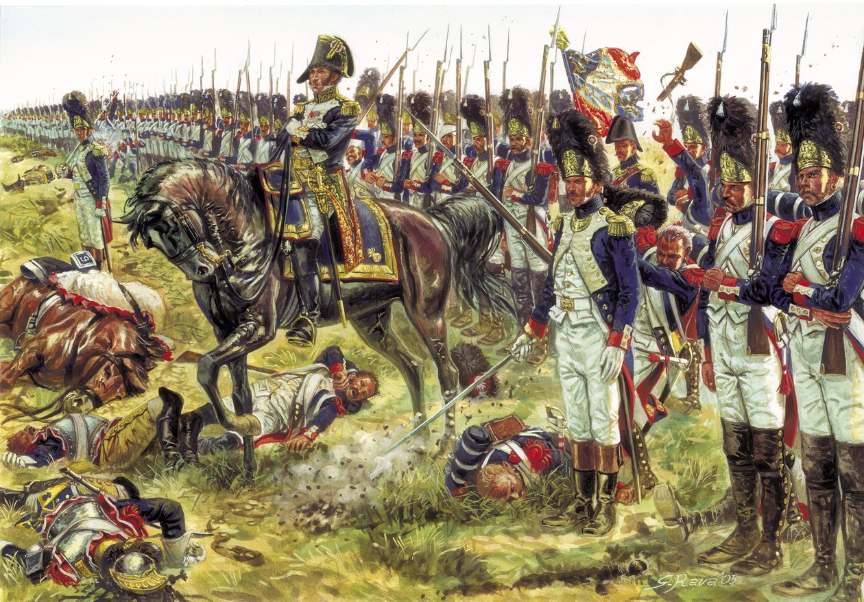 Det første kejserrige: Slaget ved Essling (eller Slaget ved Aspern) i maj 1809 mellem soldaterne i Napoleon I