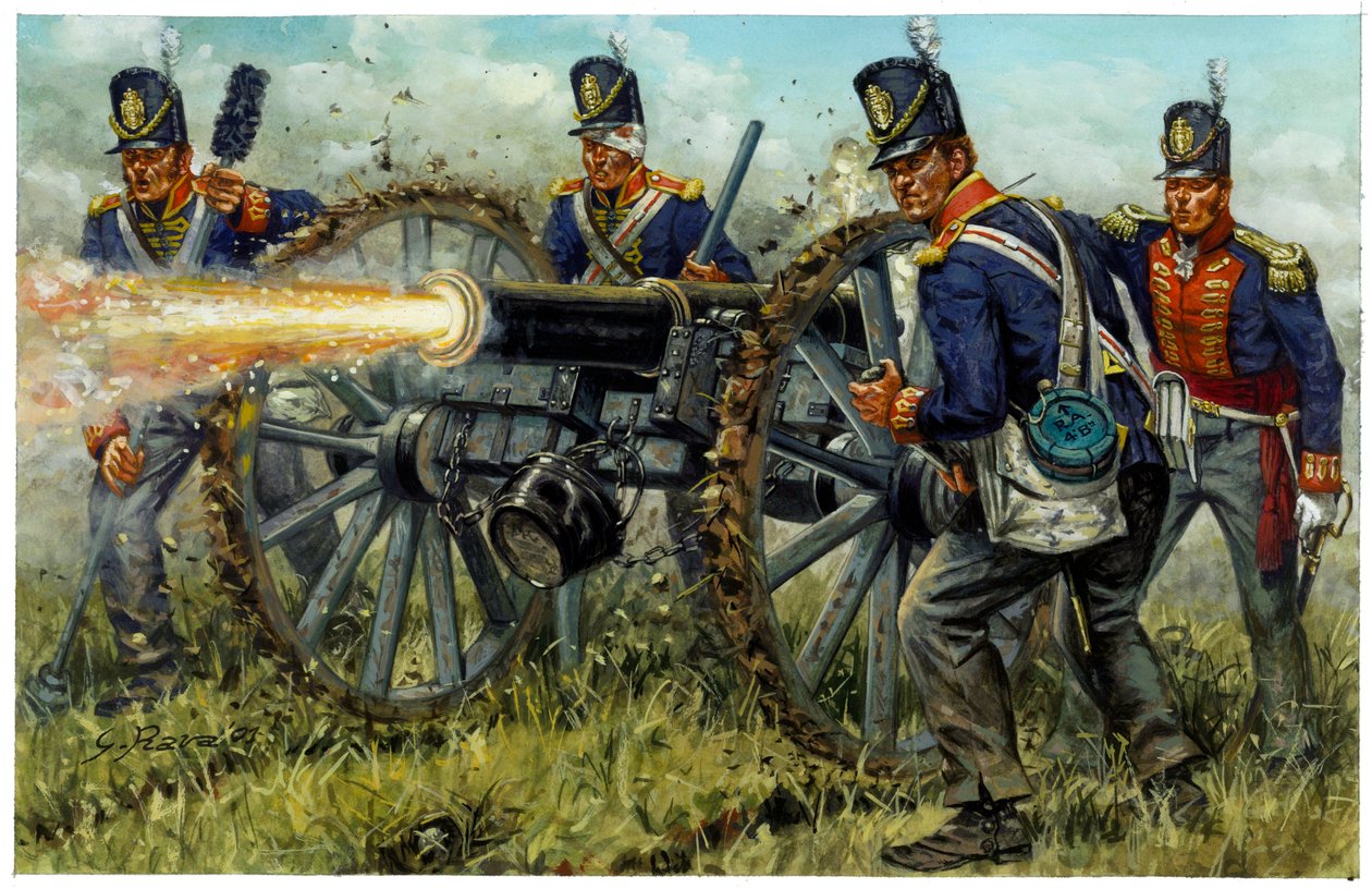 First Empire: Royal Foot Artillery under slaget ved Waterloo den 18. juni 1815 - Illustration af Giuseppe Rava af Giuseppe Rava