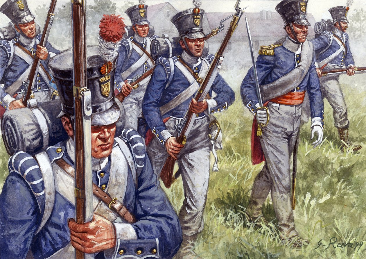 Det første imperium: belgisk eller hollandsk infanteri omkring 1815 - Det første imperium: belgisk eller hollandsk infanteri - Illustration af Giuseppe Rava af Giuseppe Rava