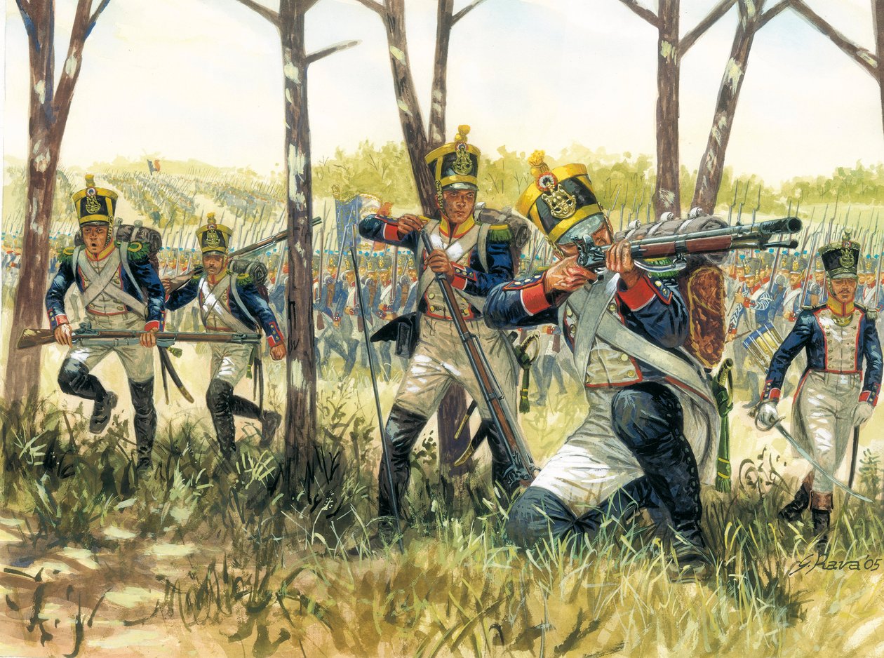 Det første imperium: Franske infanteri voltigeurs - Første imperium: franske Skirmish voltigeurs - Illustration af Giuseppe Rava af Giuseppe Rava