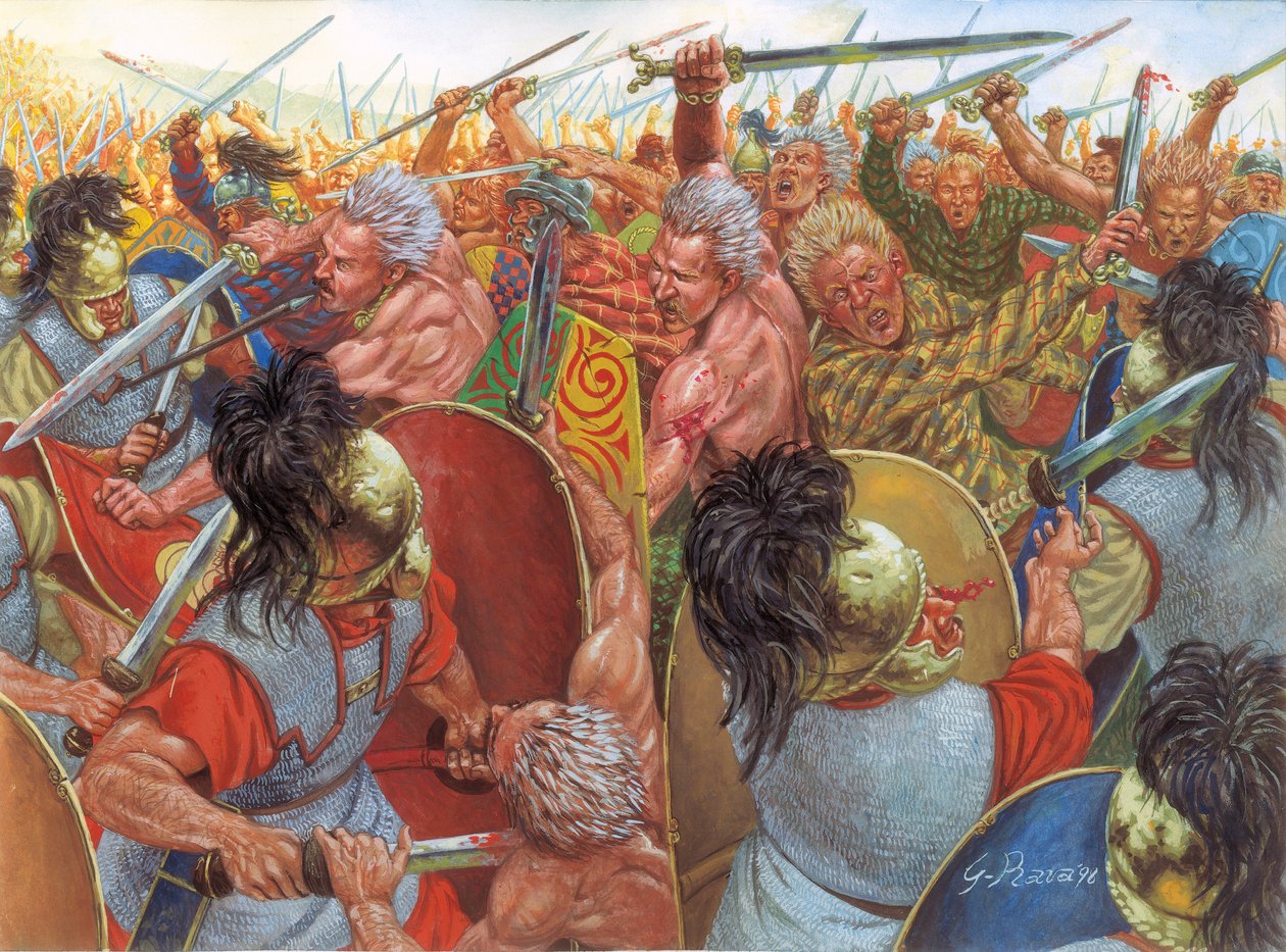 Gallerkrigen: "Belejringen af Alesia i 52 f.Kr." Det afgørende slag mellem Jules Cæsars hær og Vercingetorix
