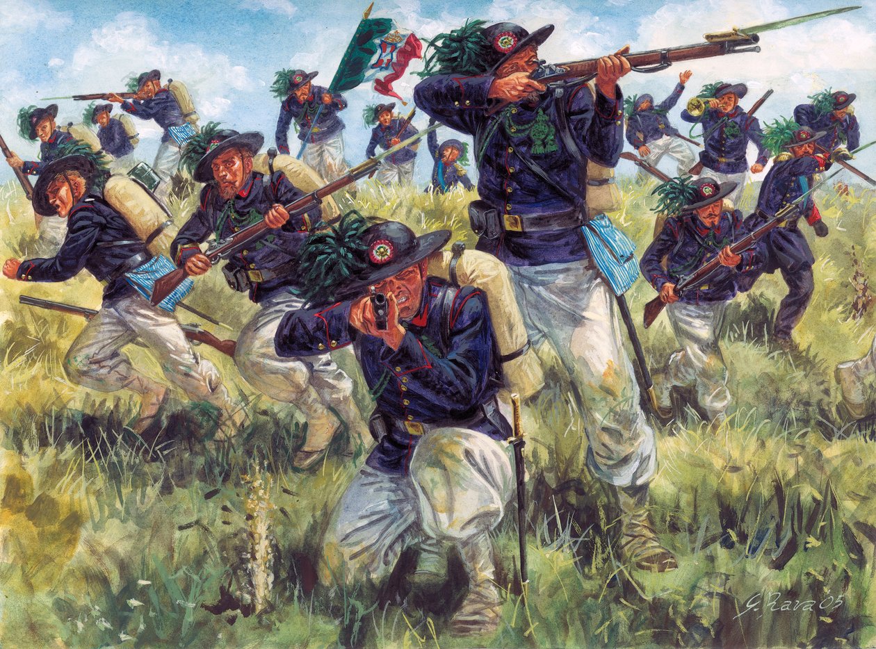 Det italienske felttog i 1859 (den anden italienske uafhængighedskrig): den italienske hærs bersaglieri i aktion - Den anden italienske uafhængighedskrig (den fransk-østrigske krig, den østrigsk-sardinske krig, den østrigsk-piemontesiske krig eller den ita af Giuseppe Rava