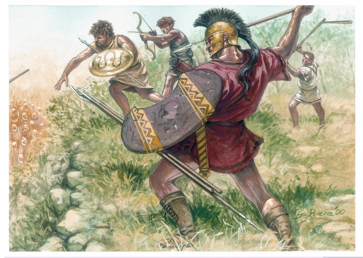 Kongeriget Makedonien: soldater fra det lette infanteri - Makedonien (antikt kongerige): soldater fra det lette infanteri - Illustration af Giuseppe Rava af Giuseppe Rava