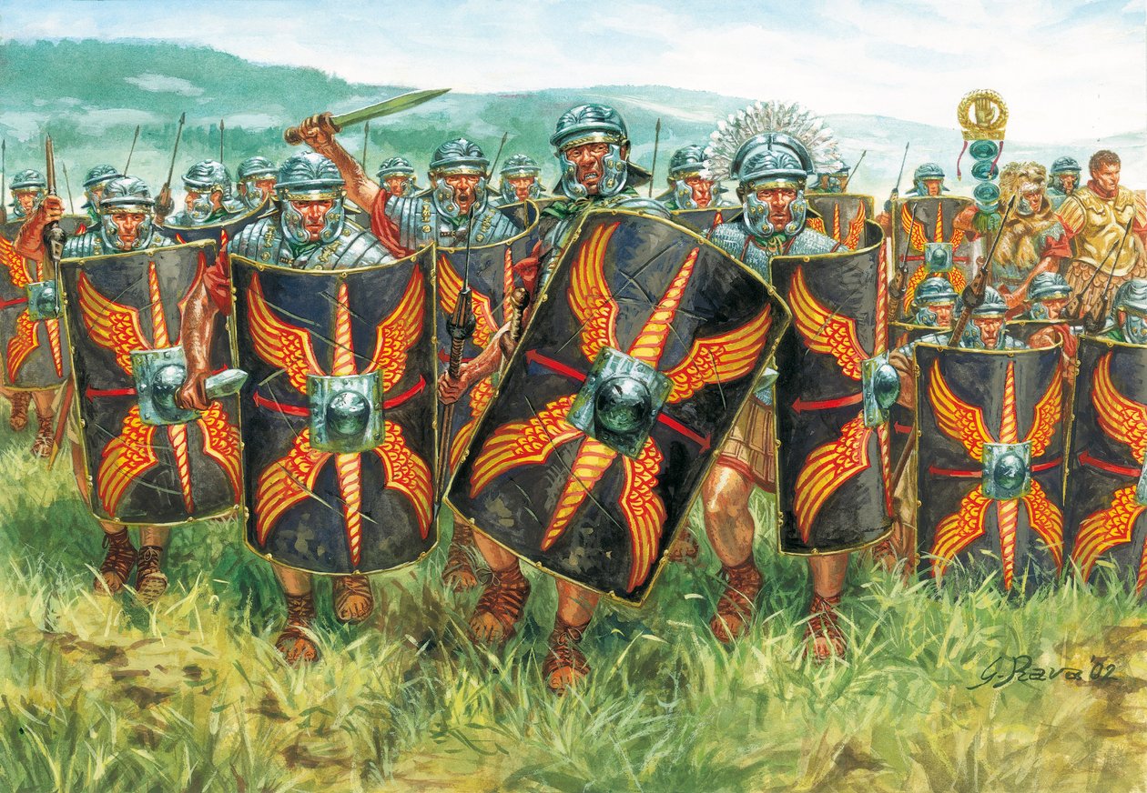Romersk antik (imperium): en gruppe romerske legionærer - Romerriget: legionærer - Illustration af Giuseppe Rava af Giuseppe Rava