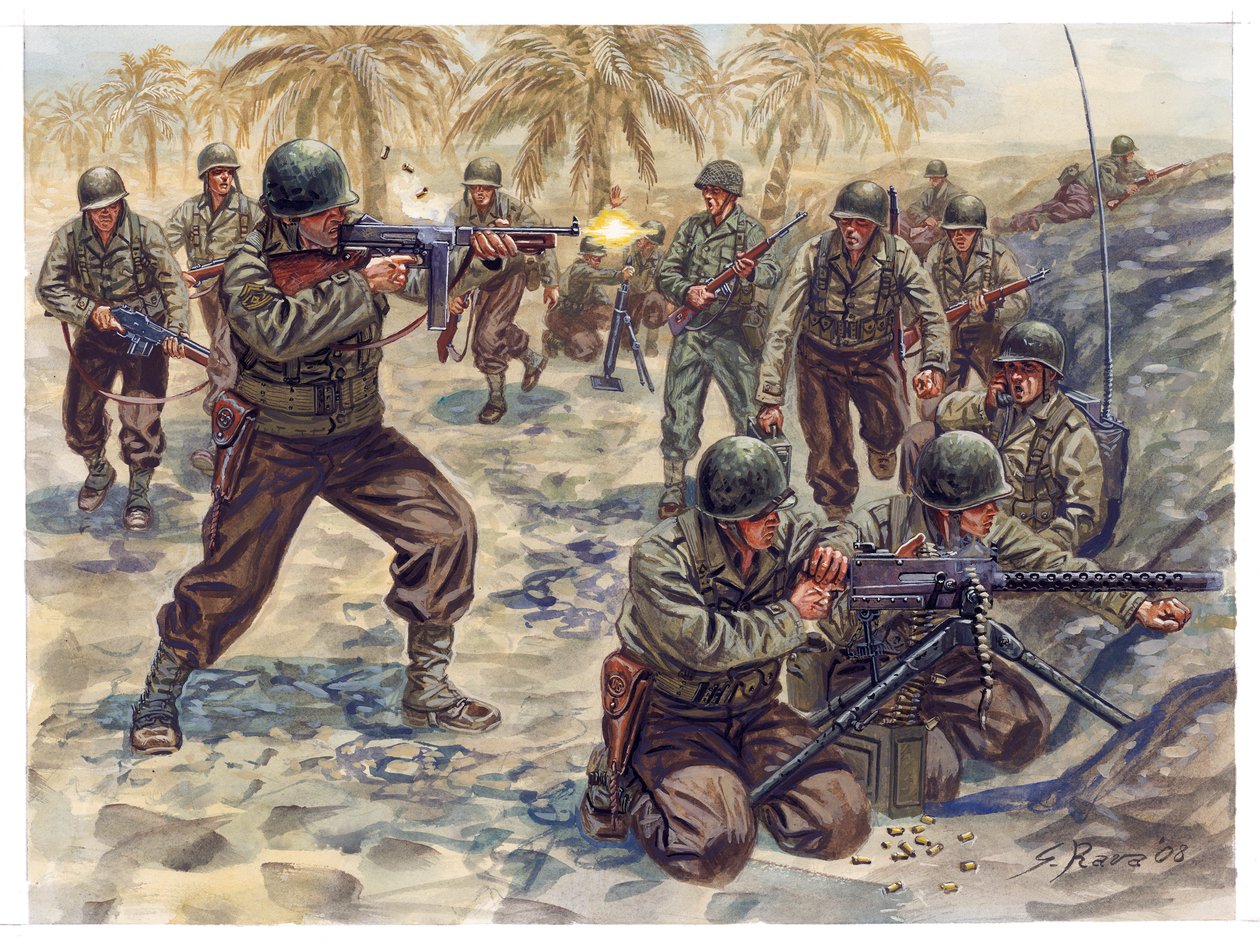 Anden Verdenskrig, Tunesien-kampagnen: Amerikansk infanterioffensiv i slaget om Tunesien af Giuseppe Rava