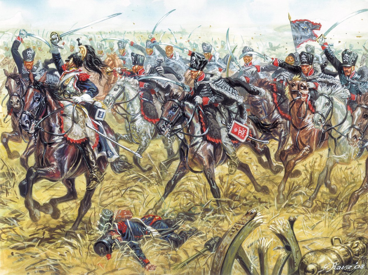 Dødens husarer fra den preussiske hær, ca. 1810 - Husarer fra den preussiske hær (Leib-Husaren-regimenter) 1810 ca - Illustration af Giuseppe Rava af Giuseppe Rava