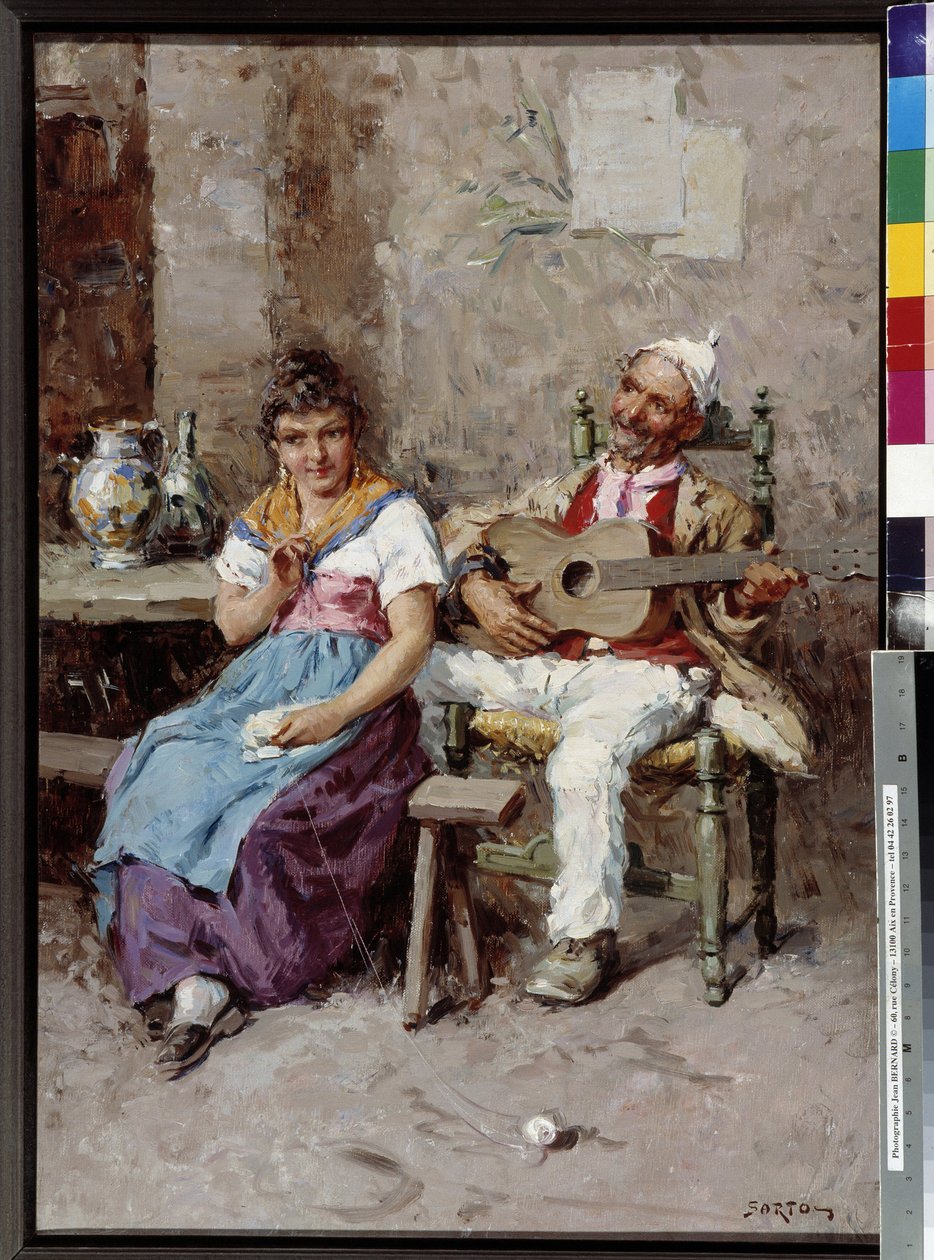Taverna-scenemaleri af Giuseppe Sartori (1863-1922) Obligatorisk omtale: Samlingsfondens hilsener fra Provence, Marseille af Giuseppe Sartori